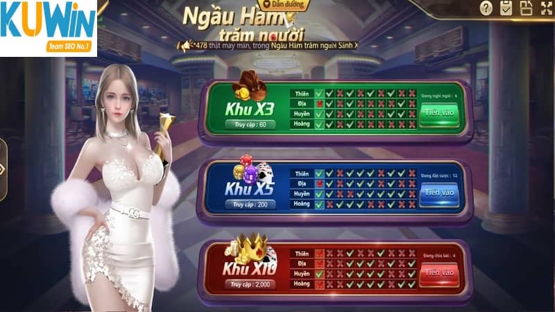 Chọn phòng có mức cước phù hợp với ngân sách trong game Ngầu Hầm trăm người