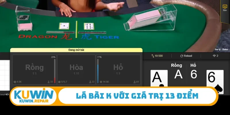 Lá bài K với giá trị 13 điểm