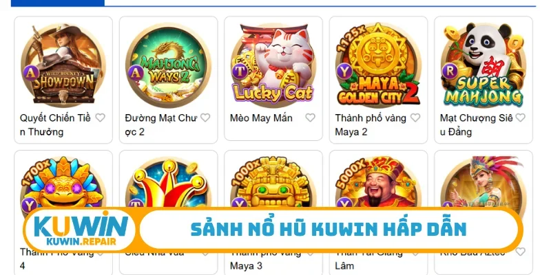 Sảnh nổ hũ Kuwin hấp dẫn